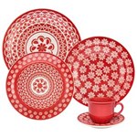 Ficha técnica e caractérísticas do produto Aparelho de Jantar Chá 20 Peças em Cerâmica Floreal Renda - Oxford - Vermelho