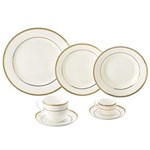 Ficha técnica e caractérísticas do produto Aparelho de Jantar de Porcelana 42 Peças Alto Relevo Gold - F9-25046 - Branco