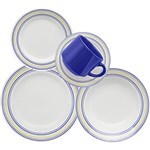 Ficha técnica e caractérísticas do produto Aparelho de Jantar e Chá 20 Peças Cerâmica Donna Elis Branco/Azul - Biona