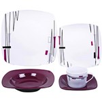 Ficha técnica e caractérísticas do produto Aparelho de Jantar em Porcelana Purple Drem Quadrado - 20 Peças - Conthey