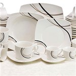 Ficha técnica e caractérísticas do produto Aparelho de Jantar em Porcelana Quadrado - Nude - 42 Peças - Importado