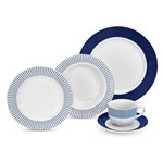 Ficha técnica e caractérísticas do produto Aparelho de Jantar Porcelana 20pçs Azul Listrado - Etilux