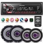 Ficha técnica e caractérísticas do produto Aparelho de Som Pioneer USB Mp3 Controle + 04 Auto Falantes 5 e 6 Triaxial