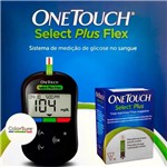 Aparelho Medidor de Glicemia One Touch Select Plus Flex + 10 Tiras Reagentes - Johnson Johnson