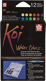 Ficha técnica e caractérísticas do produto Aquarela em Pastilha Koi Pocket Field Sketch Box Estojo com 12 Cores Ref.Xncw-12H Sakura