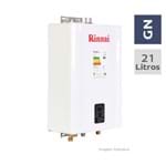 Ficha técnica e caractérísticas do produto Aquecedor de Água a Gás Reu E210 GN 21 Litros Branco Bivolt Rinnai