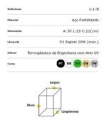 Ficha técnica e caractérísticas do produto Arandela Ideal Aço Sextavado de Parede L1B Cor Preto