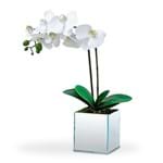 Ficha técnica e caractérísticas do produto Arranjo de Flores Artificiais Orquideas Brancas no Cachepot Vidro Espelhado 40 Cm
