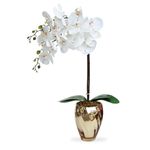 Ficha técnica e caractérísticas do produto Arranjo de Flores Artificiais Orquideas no Vaso Dourado 45x15 Cm
