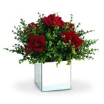 Arranjo de Flores Artificiais Rosas no Vaso Espelhado 30 Cm