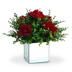 Ficha técnica e caractérísticas do produto Arranjo de Flores Artificiais Rosas no Vaso Espelhado 30 Cm
