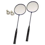 Ficha técnica e caractérísticas do produto Badminton Kit 2 Raquetes 2 Petecas Bolsa Transporte Azul