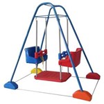 Ficha técnica e caractérísticas do produto Balanço Duplo com Estrutura Azul e 2 Cadeiras - Jundplay