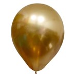Balão Bexiga Metalizada Dourado N°9 Happy Day 25 Unid