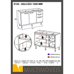 Ficha técnica e caractérísticas do produto Balcão 1200mm 5124 Sicília - Multimóveis - Argila acetinado