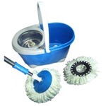 Ficha técnica e caractérísticas do produto Balde Mop Esfregao Inox Centrifuga de Limpeza Spin Casa Azul