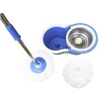 Ficha técnica e caractérísticas do produto Balde Mop Esfregao Inox de Limpeza para Casa Centrifuga Azul