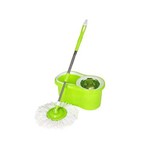 Ficha técnica e caractérísticas do produto Balde Spin Mop 360 Centrifuga Cesto de Inox com Refil e Rodinhas - Verde