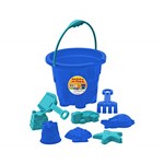 Ficha técnica e caractérísticas do produto Baldinho de Praia Plástico 9 Peças (Azul)
