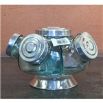 Ficha técnica e caractérísticas do produto Baleiro de Vidro Giratório Mini 05 Potes 1 Andar Tampa Alumínio Al 274 1a