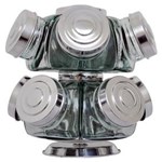 Ficha técnica e caractérísticas do produto Baleiro de Vidro Giratório Mini 10 Potes Tampas de Alumínio