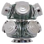Ficha técnica e caractérísticas do produto Baleiro de vidro giratório mini 10 potes tampas de alumínio