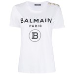 Ficha técnica e caractérísticas do produto Balmain Camiseta com Estampa de Logo - BRANCO