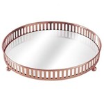 Ficha técnica e caractérísticas do produto Bandeja Decorativa Redonda Ferro 28cm com Espelho Mart Collection Marrom