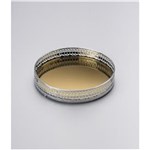 Ficha técnica e caractérísticas do produto Bandeja Espelhada Dourada Redonda 26 X 4cm Alt - Lyor