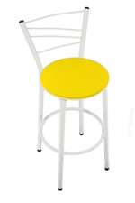 Ficha técnica e caractérísticas do produto Banqueta Ravena Tubo Branco com Assento Amarelo - ItaGold - 24