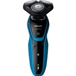Ficha técnica e caractérísticas do produto Barbeador Philips Aquatouch S5050/04, Preto/Azul - Bivolt