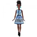 Ficha técnica e caractérísticas do produto Barbie Fashionista Morena Vestido Azul - Mattel