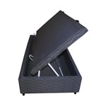 Base Box Solteiro com Baú 88cmx188cmx47cm Poliéster Quality-Flex Cinza