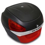 Ficha técnica e caractérísticas do produto Baú Bauleto Moto 29 Litros Shutt Universal Preto e Vermelho Bagageiro Chave Base Fixação Refletores