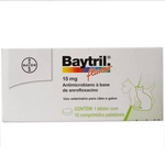 Ficha técnica e caractérísticas do produto Baytril Flavour 15Mg 10 Comp Bayer Antibiótico Cães E Gatos