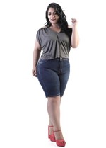 Ficha técnica e caractérísticas do produto Bermuda Jeans Feminina Plus Size 263281 - Sawary