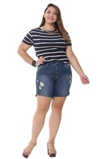 Ficha técnica e caractérísticas do produto Bermuda Jeans Feminina Plus Sizer - 252144 - Sawary
