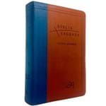 Ficha técnica e caractérísticas do produto Bíblia Almeida Século 21 Letra Grande Luxo - Marrom e Azul