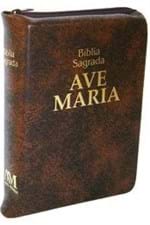 Ficha técnica e caractérísticas do produto Bíblia Ave Maria - Média - Marrom com Zíper