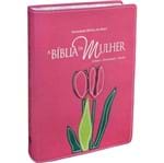 Ficha técnica e caractérísticas do produto Bíblia da Mulher RA Grande Bordas Floridas Tulipa Relevo Pink