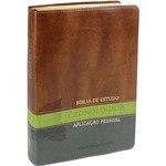 Bíblia de Estudo Cronológica Aplicação Pessoal - Capa Luxo Marrom e Verde