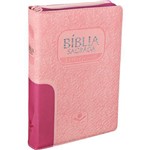 Bíblia Grande - Letra Gigante e Índice com Zíper - Revista e Atualizada - Rosa com Pink