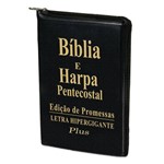 Ficha técnica e caractérísticas do produto Biblia Letra Hipergigante Plus Zíper Preta com Harpa