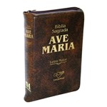 Ficha técnica e caractérísticas do produto Bíblia Sagrada Ave Maria Letra Maior - Marrom Zíper