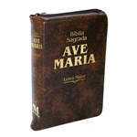 Ficha técnica e caractérísticas do produto Biblia Sagrada com Ziper Marrom Media - Ave Maria - 952378