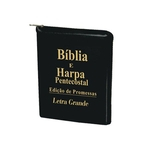 Ficha técnica e caractérísticas do produto Bíblia Sagrada Letra Grande Preta Com Harpa Ziper - 16x12cm