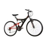 Ficha técnica e caractérísticas do produto Bicicleta Adulto Aro 26 Tb 100 Aço Mtb Dupla Suspensão 18 Marchas Preto/Larnaja Track