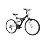 Ficha técnica e caractérísticas do produto Bicicleta Adulto Aro 26 Tb 100 Aço Mtb Dupla Suspensão 18 Marchas Preto/Prata Track