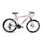 Ficha técnica e caractérísticas do produto Bicicleta Alfameq Stroll Aro 26 Freio à Disco 21 Marchas - Branca com Rosa - Quadro 17