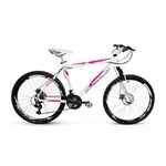 Ficha técnica e caractérísticas do produto Bicicleta Alfameq Stroll Aro 26 Freio à Disco 21 Marchas - Branca com Rosa - Quadro 21
